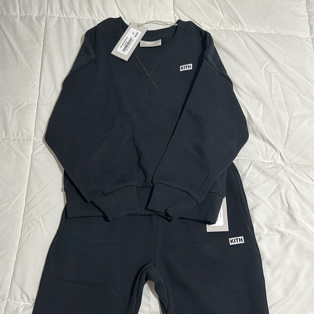 KITH kids Nelson Sweat pant and Long sleeve Nelson Crew -BLACK